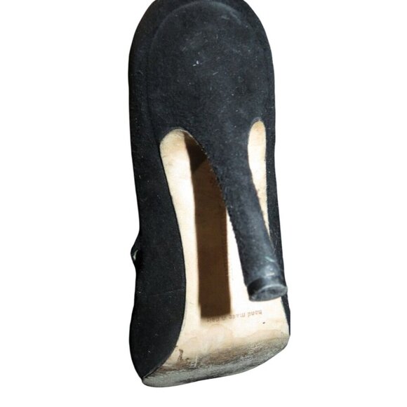 Manolo Blahnik Black Italian Suede Leather MaryJane Buckle pumps sz 38.5 or  8.5 - Picture 6 of 11
